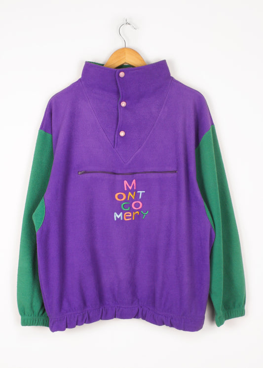 Vintage fleece in purple and green