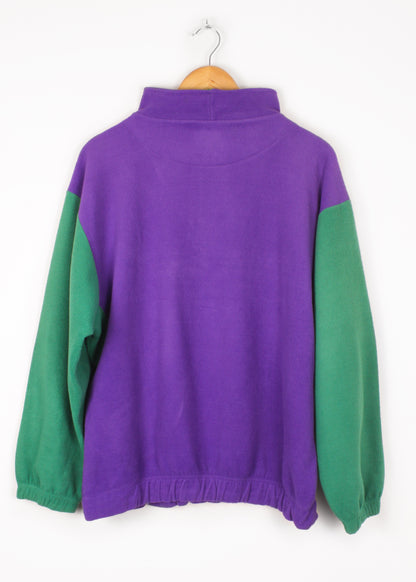 Vintage fleece in purple and green