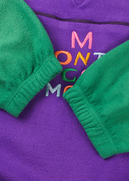 Vintage fleece in purple and green
