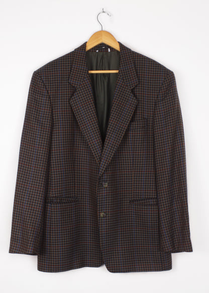 Woolen checked jacket in green, blue, black