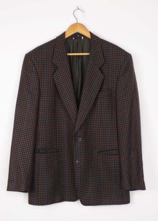 Woolen checked jacket in green, blue, black