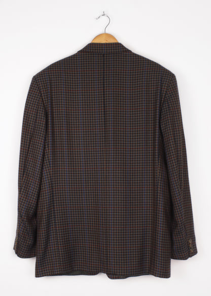 Woolen checked jacket in green, blue, black