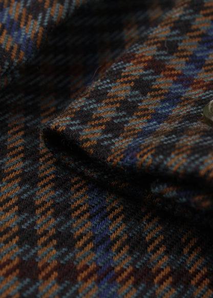 Woolen checked jacket in green, blue, black