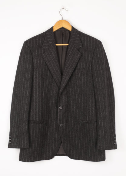 Striped woolen jacket in grey