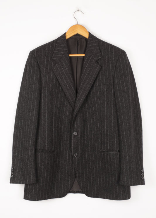 Striped woolen jacket in grey