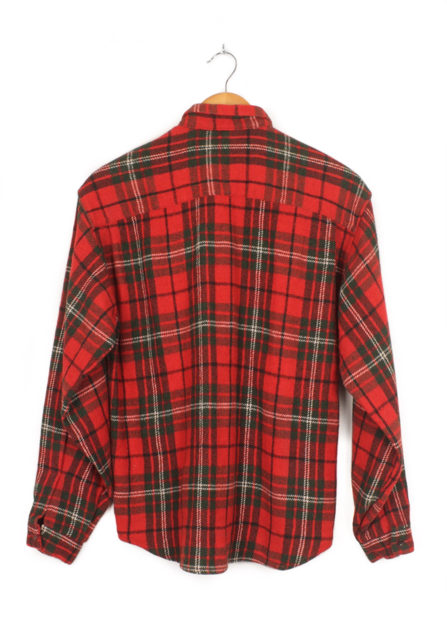 Woolen checked shirt in red and green