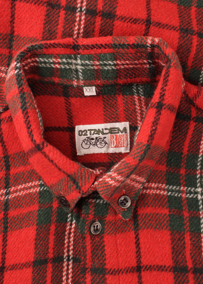 Woolen checked shirt in red and green