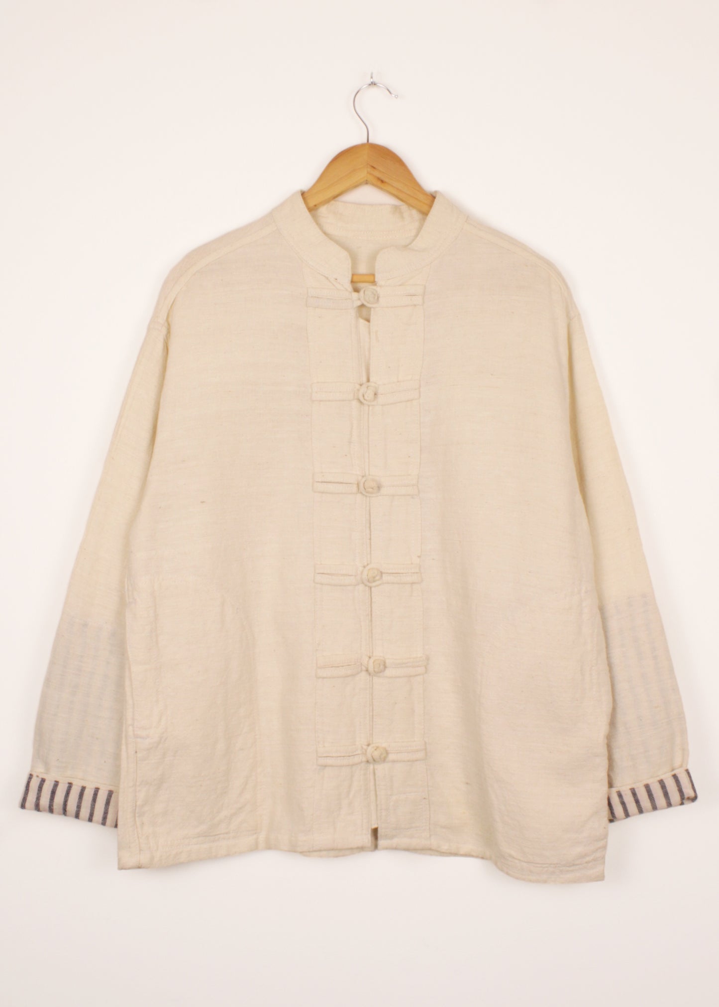 Vintage beige shirt in Japanese style with pockets