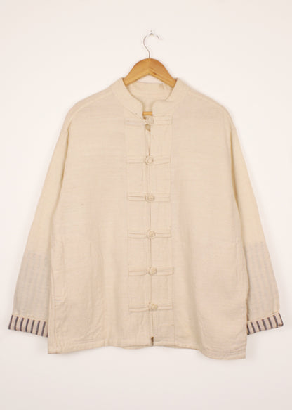 Vintage beige shirt in Japanese style with pockets