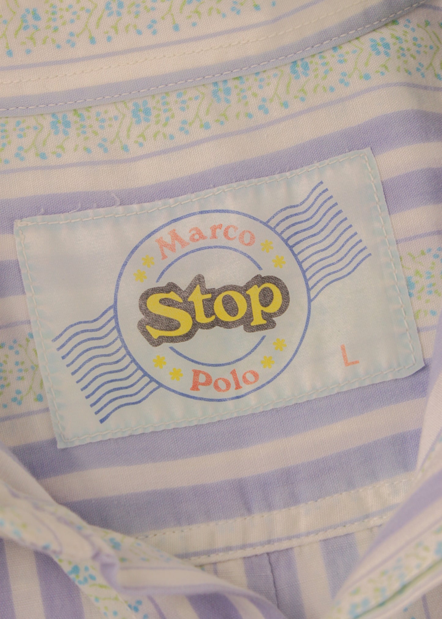 Vintage printed shirt in lilac and salad green