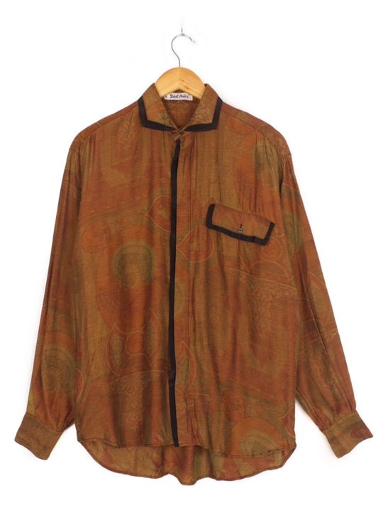 Vintage unisex printed shirt  in brown