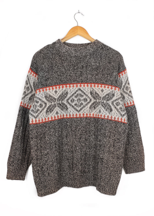 Woolen sweater white noise print