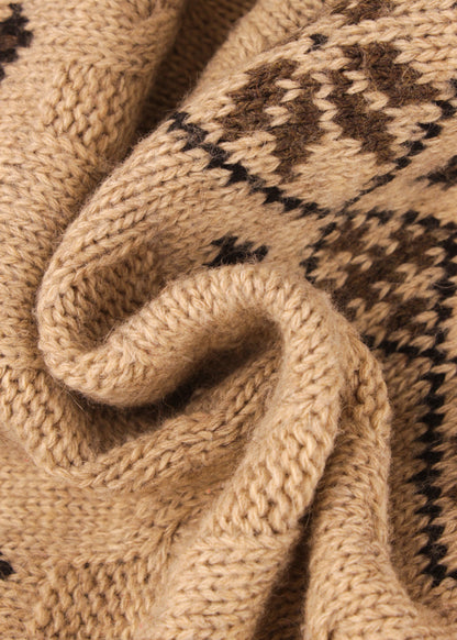 Woolen sweater in beige and brown