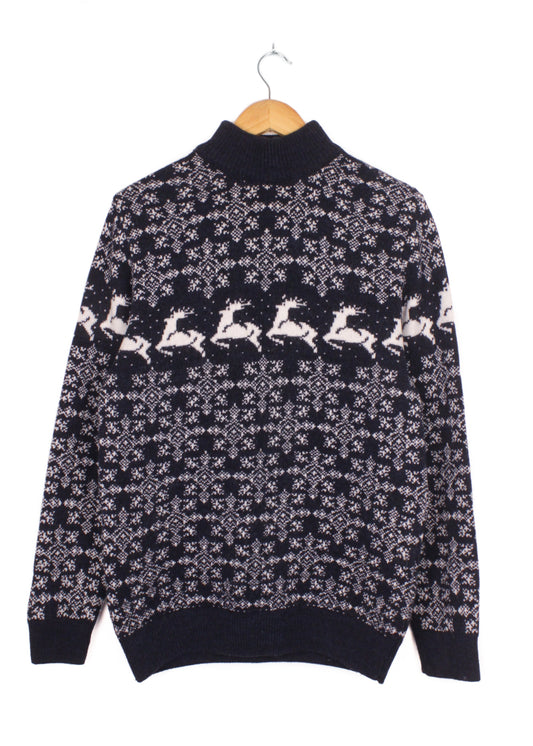 Christmas woolen sweater in dark blue