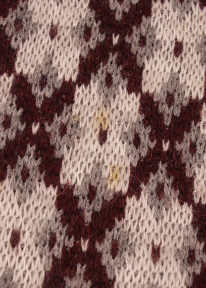 Vintage woolen sweater in cloud grey and burgundy