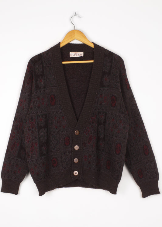 Vintage woolen cardigan in charcoal