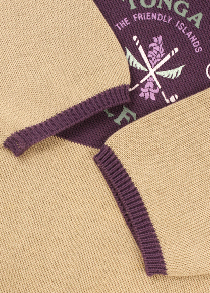 Vintage sweater in sand and purple