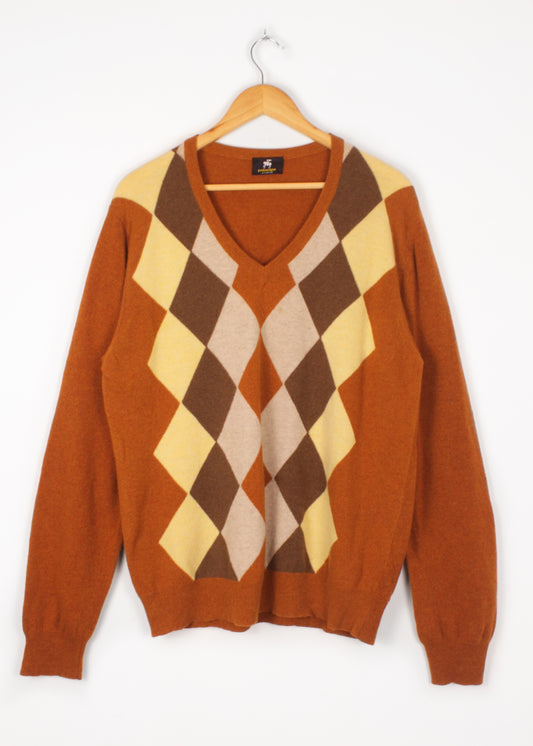 Vintage woolen cashmere sweater in ochre