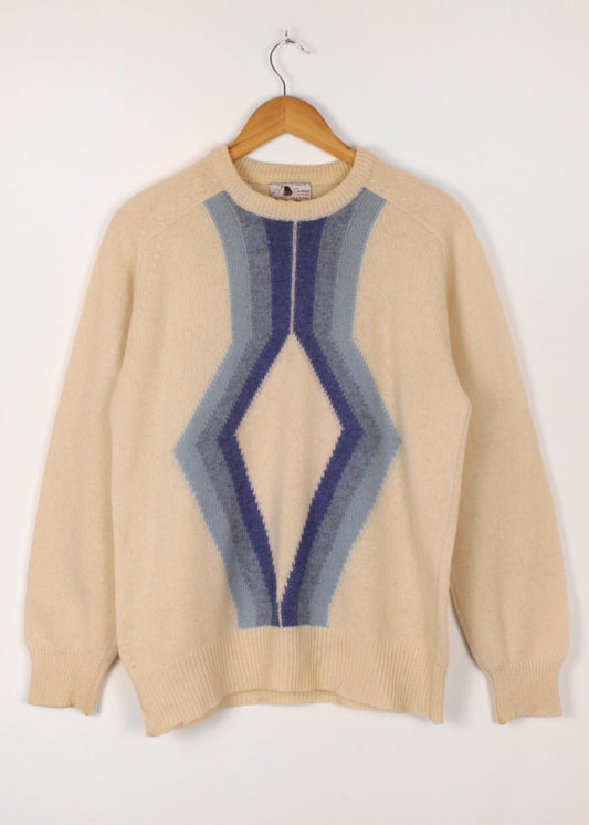 Shepard wool sweater in cream and blue