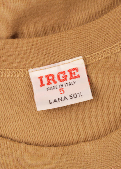 Woolen jumper in sand and blue