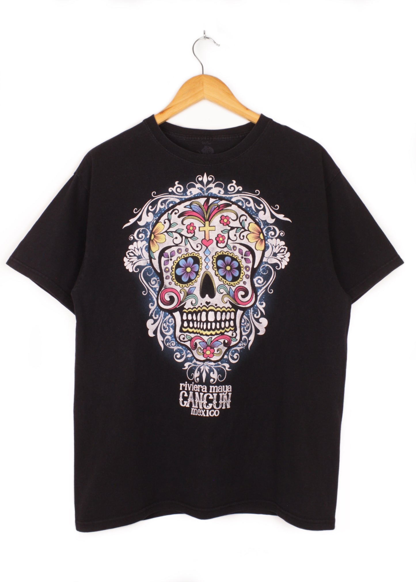 Black tee with Mexican print