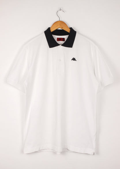 Kappa polo t-shirt in white with black collar