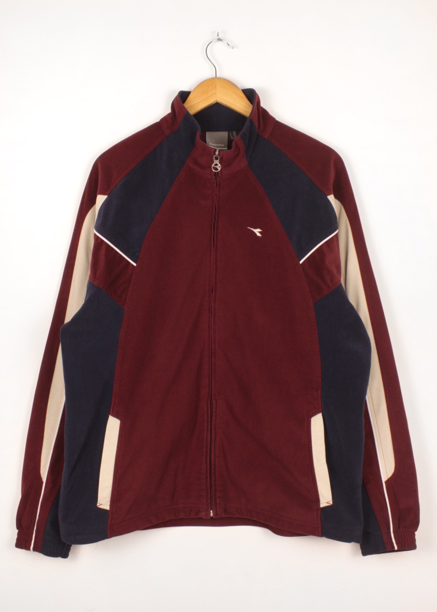Diadora track jacket in burgundy and deep blue