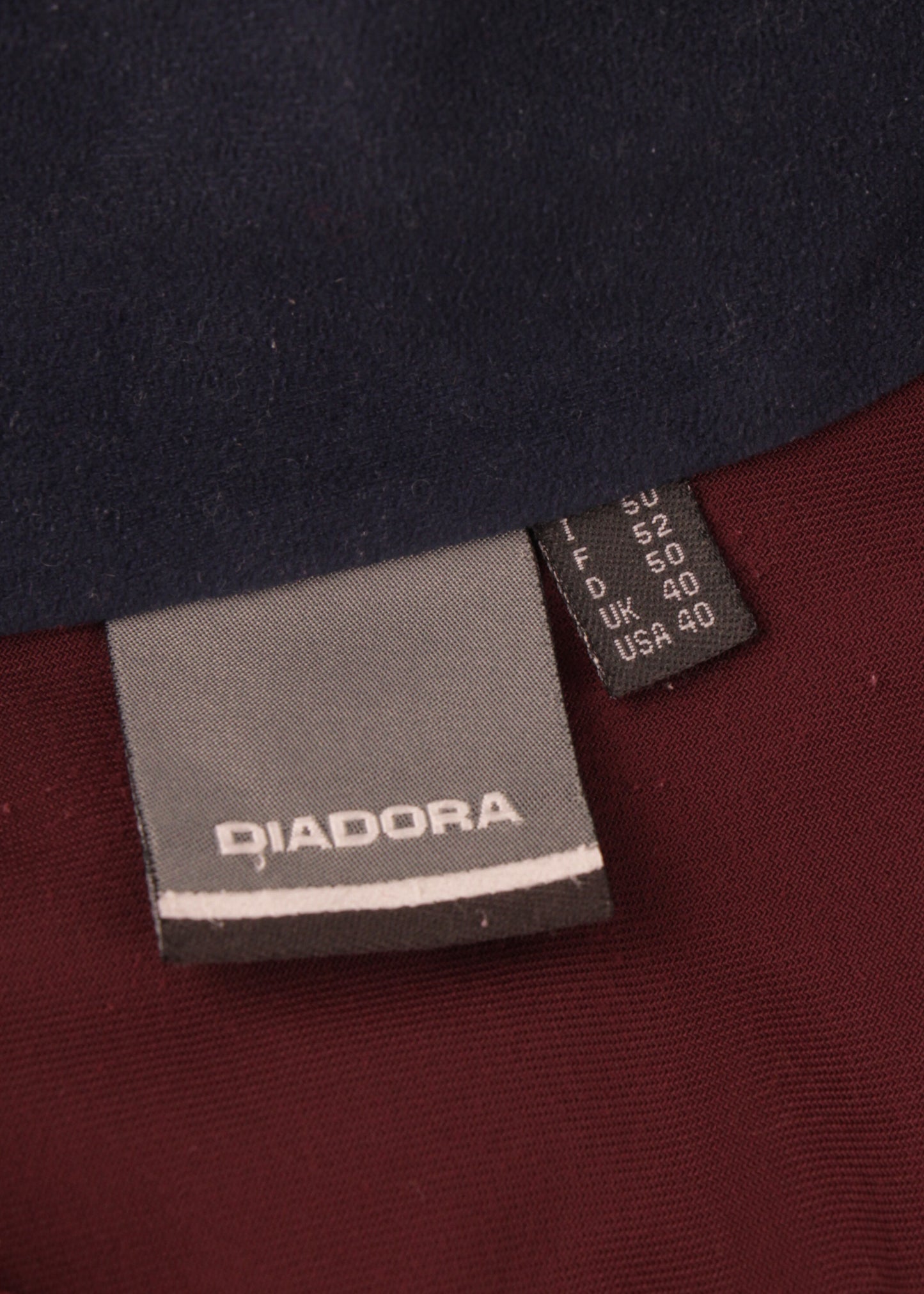 Diadora track jacket in burgundy and deep blue