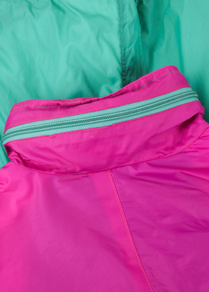 Windbreaker in green and magenta
