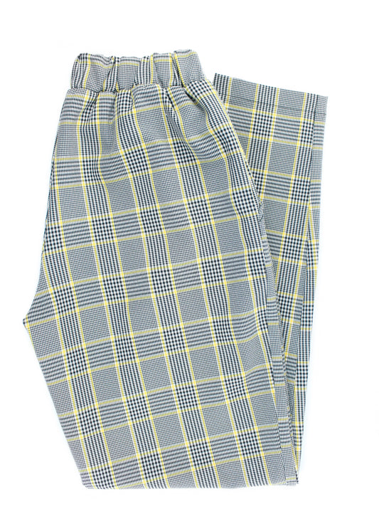 Vintage checked pants in grey, yellow and black