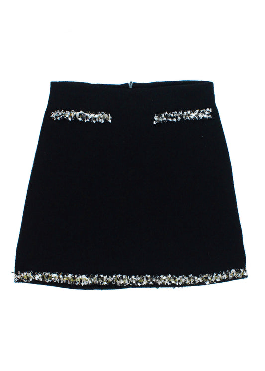 Vintage skirt in black with decorative pockets