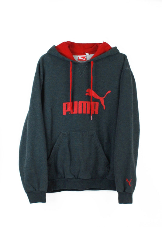 Puma basic kangaroo hoodie in charcoal