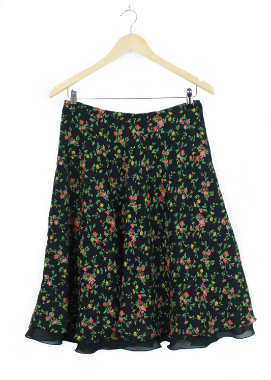 Vintage printed circle skirt in black