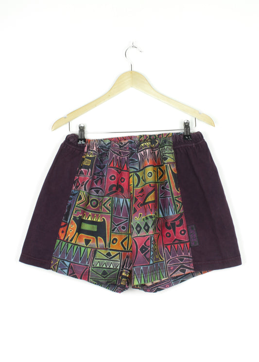 Vintage printed swimming trunks in burgundy