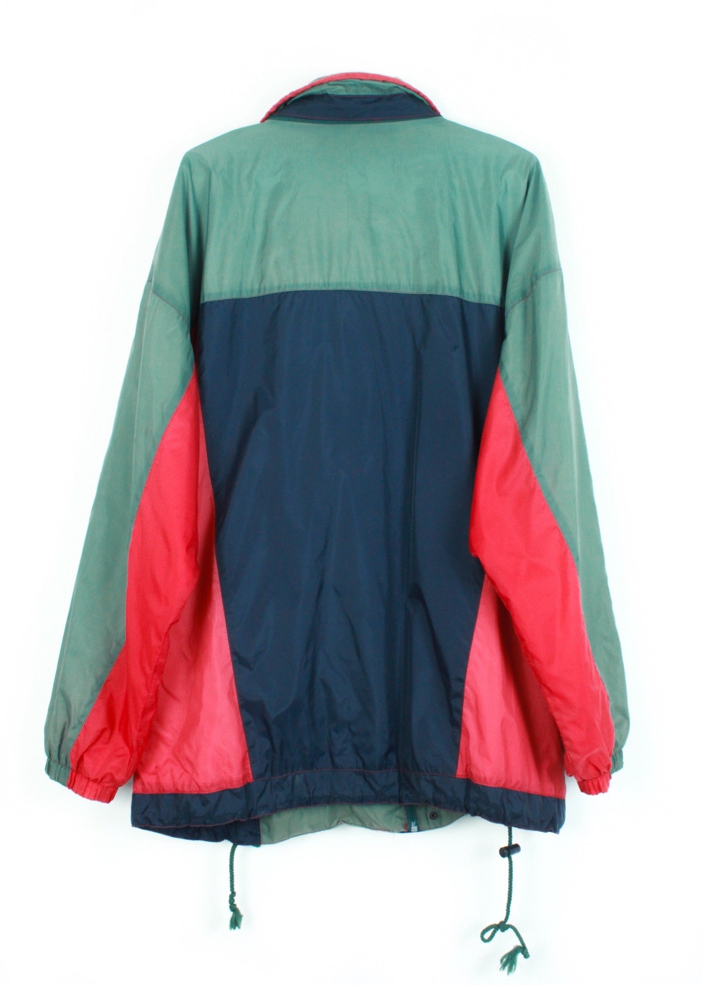 Vintage lehká bunda windbreaker v zelené a červené barvě