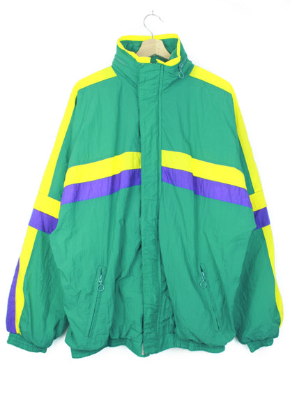 Zelená vintage lehká bunda windbreaker s odenímatelnými rukávy