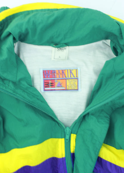 Zelená vintage lehká bunda windbreaker s odenímatelnými rukávy