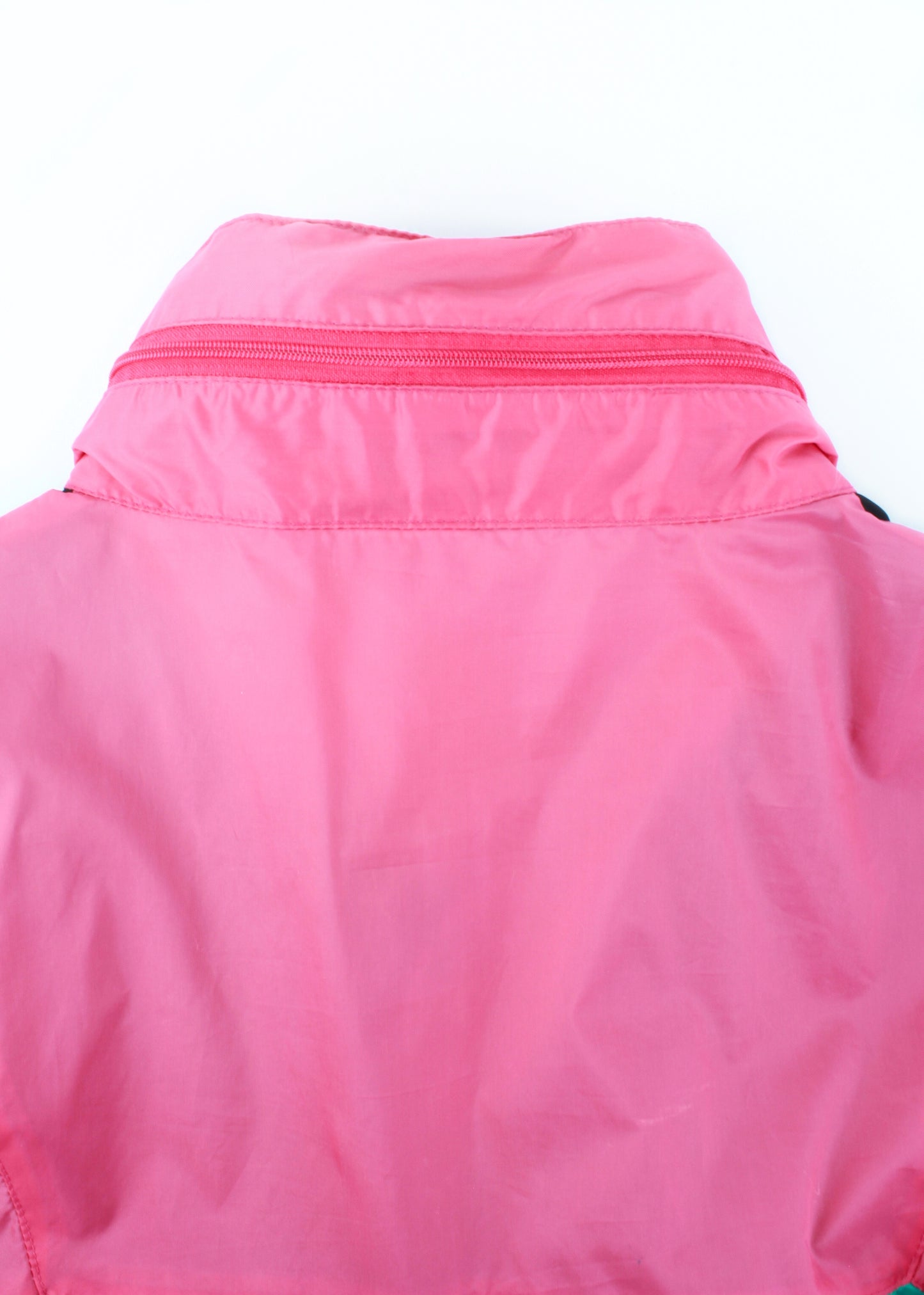 Vintage windbreaker/raincoat in green and pink (with hood)