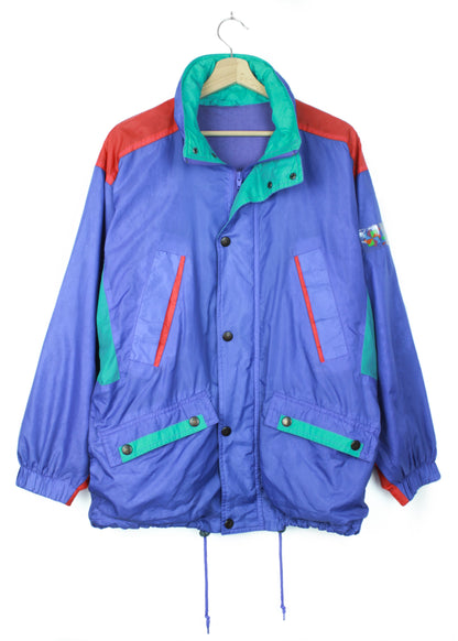 Fialová vintage lehká bunda windbreaker se schovanou kapucí