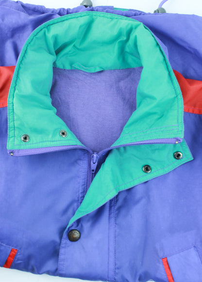 Fialová vintage lehká bunda windbreaker se schovanou kapucí