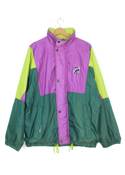 Vintage lehká bunda windbreaker vícebarevná s kapucí