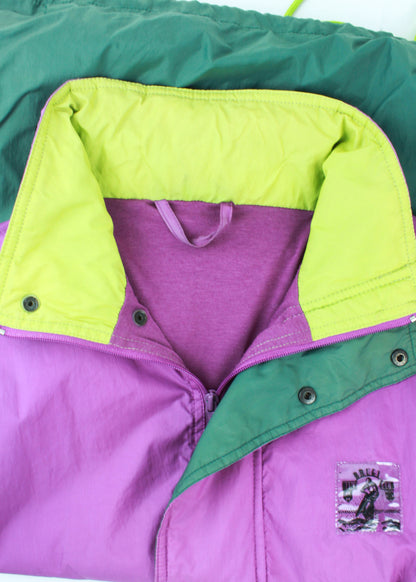 Vintage lehká bunda windbreaker vícebarevná s kapucí