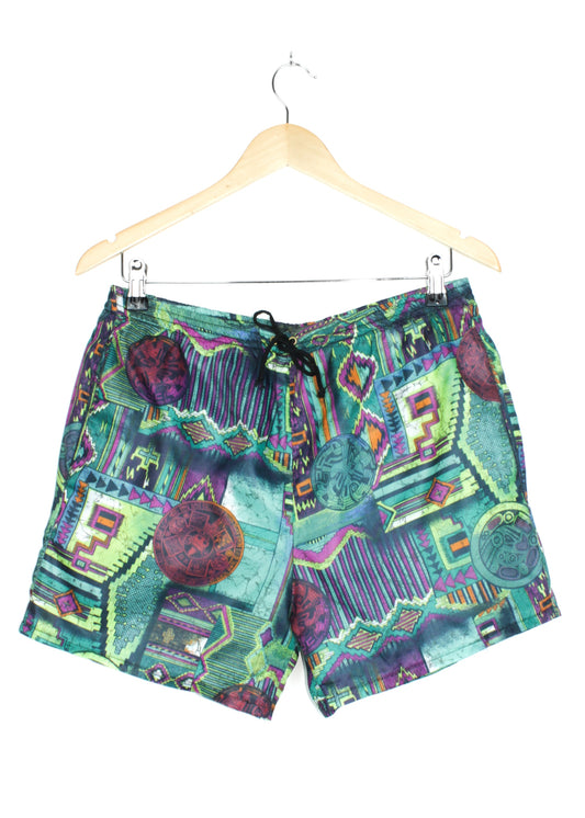 Vintage printed beach shorts (with pockets)