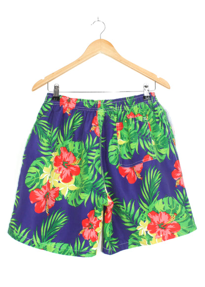 Vintage beach shorts with floral print (with pockets)