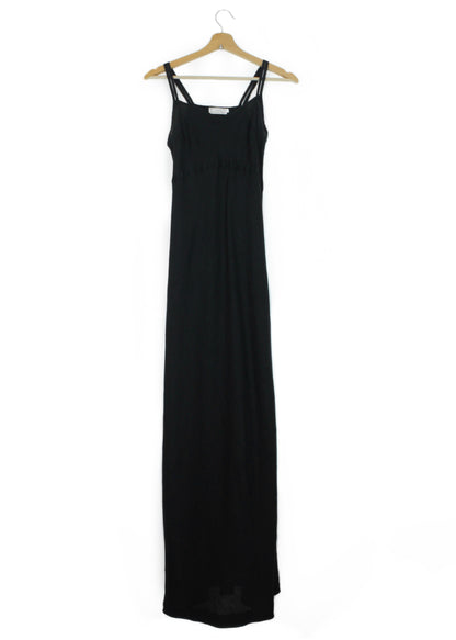 Vintage linen long dress in black