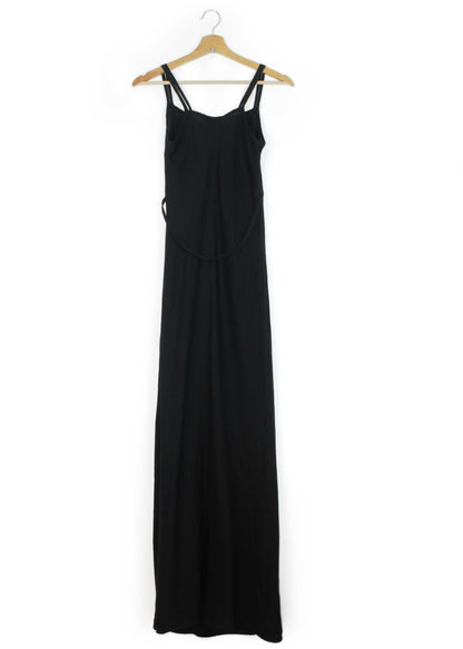 Vintage linen long dress in black