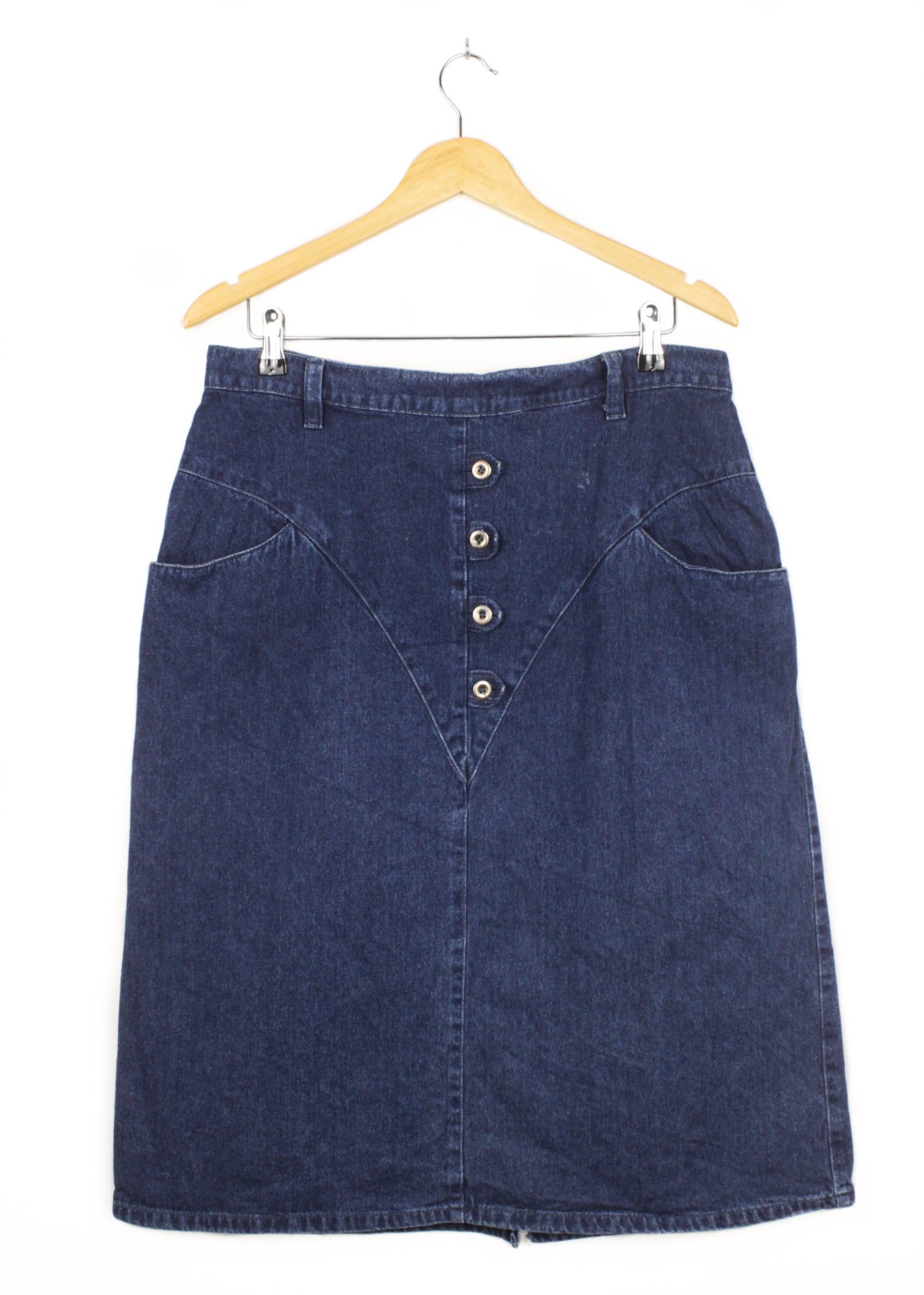 Vintage midi jean skirt in dark blue