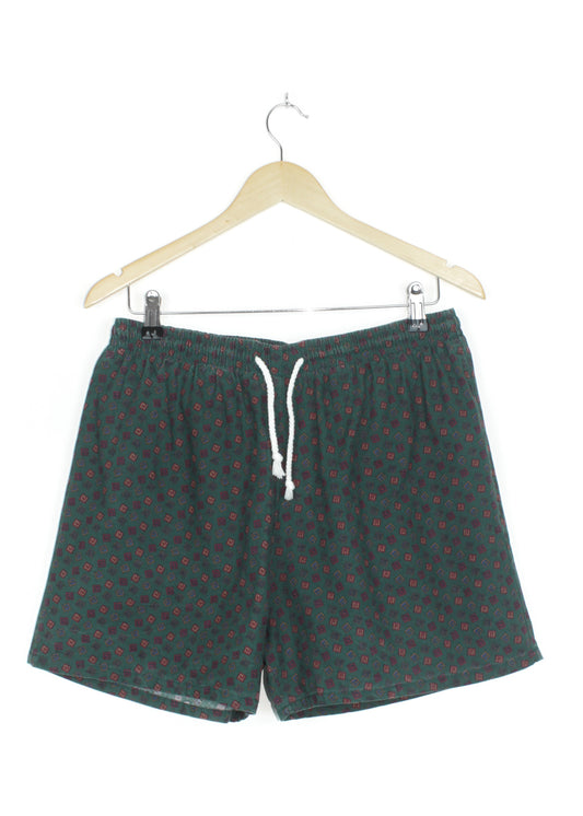 Vintage printed shorts in dark green