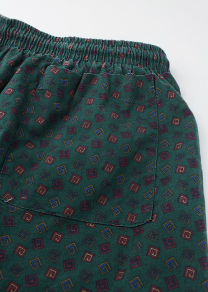 Vintage printed shorts in dark green