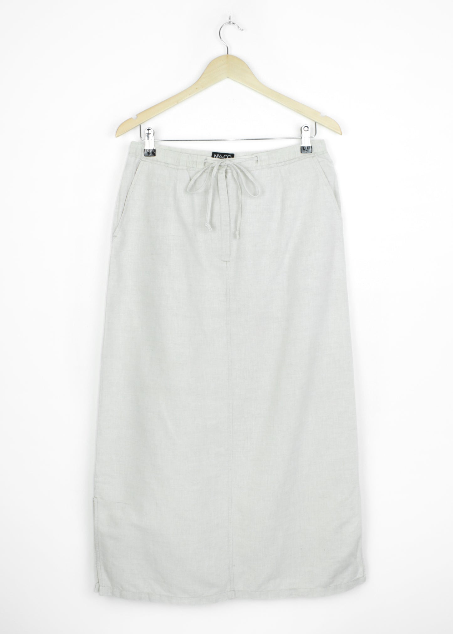 Linen midi skirt in beige